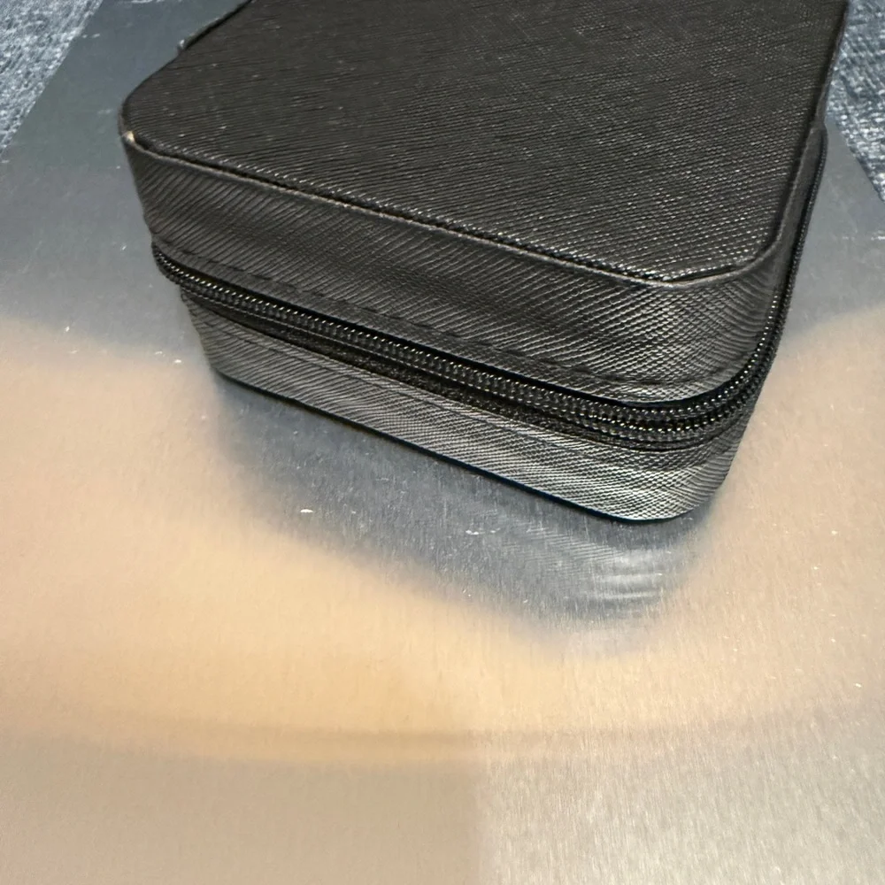 Compact Jewelry Organizer Case in Beige - Small Travel Jewelry Box